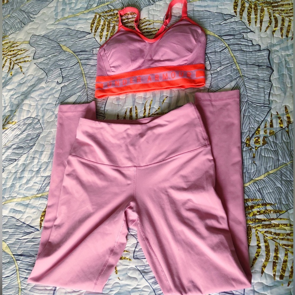 Under Armour pink and orange sports bra M